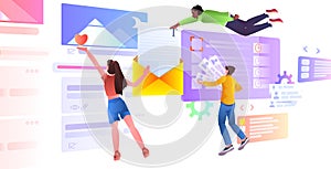developers team creating website ui web application development program software optimization concept