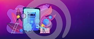 Chatbot app development concept banner header.