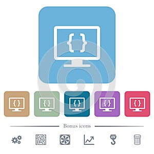 Developing application flat icons on color rounded square backgrounds
