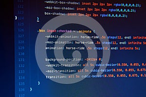Making Css3 code in IDE, close up