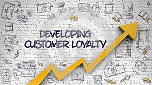 Developing Customer Loyalty Drawn on White Wall. 3d.