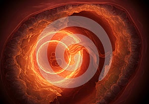 Developing embryo inside amniotic sac