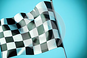 Developing formula one Racing checkered flag on blue background, generative ai