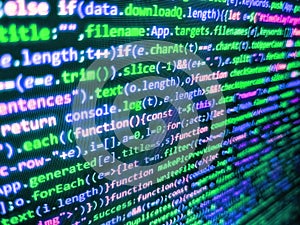 Developing programm. Computer program preview. Developer working on program codes in office. Programmer developer screen, web app photo