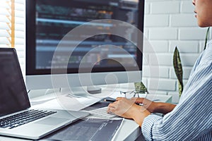 Developing programmer Development Website design and coding technologies working at home