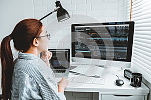 Developing programmer Development Website design and coding technologies working at home