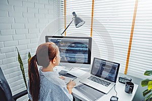 Developing programmer Development Website design and coding technologies working at home
