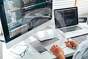 Developing programmer Development Website design and coding technologies working at home