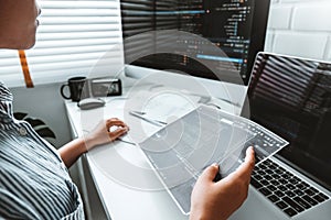 Developing programmer Development Website design and coding technologies working at home