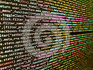 Developing programming and coding technologies. Abstract screen of web developer. Internet app development and design. Programmer