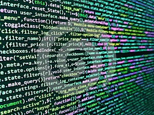 Developing programming and coding technologies. Abstract screen of web developer. Internet app development and design. Programmer