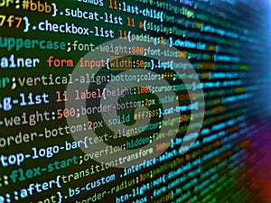 Developing programming and coding technologies. Program development concept. Php language and coding function developer. HTML CSS3