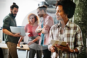 Developing programming and coding technologies. Programmer working in a software develop company