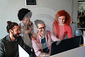 Developing programming and coding technologies. Programmer working in a software develop company