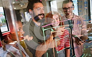 Developing programming and coding technologies. Programmer working in a software develop company