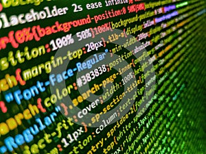 Developing programming and coding technologies. Software developer programming code. Web programming and bracket technology