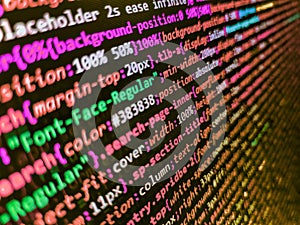 Developing programming and coding technologies. Software developer programming code. Web programming and bracket technology