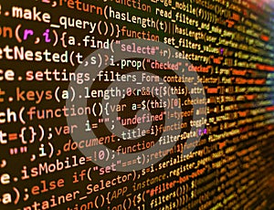 Developing programming and coding technologies. Web or application development, business and technology concept. Binary code