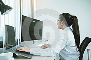Developing programming and coding technology working in a software engineers developing applications in office