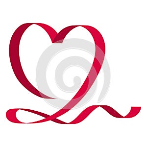Developing red heart shaped ribbon love for greeting cards stock illustration