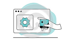 Development application vector illustration concept. Business internet technology and software interface programming. App coding