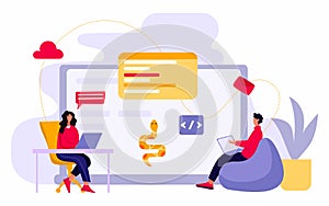 Development. Code language sign. Programming coding and developing concept