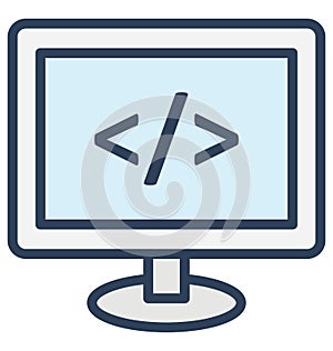 Development, coding Isolated Vector Icon That can be very easily edit or modified.