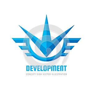 Development - concept business logo template vector illustration. Flash star with wings. Abstrat transport creative sign.