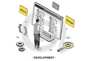 Development concept in 3d isometric outline design.