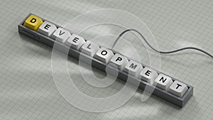 development.3D illustration of Computer keyboard keys.close up of Computer keyboard keys,