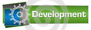 Development Dotted Gear Green Blue Squares Horizontal