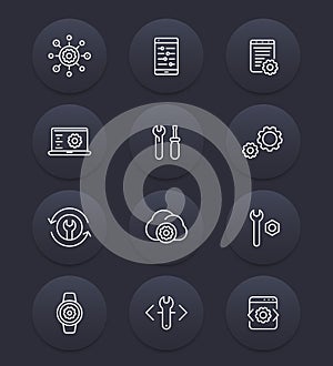 Development, settings, configuration line icons