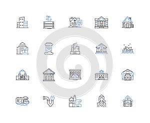 Development form line icons collection. Progress, Evolvement, Growth, Advancement, Maturation, Improvement, Expansion photo