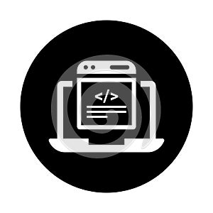 Development, html, webpage icon. Black vector graphics