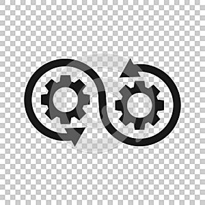 Development icon in transparent style. Devops vector illustration on isolated background. Cog with arrow business concept