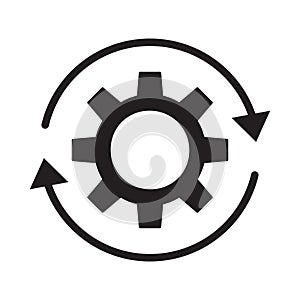 Development icon. Workflow process icon in flat style. Gear cog wheel with arrows vector illustration