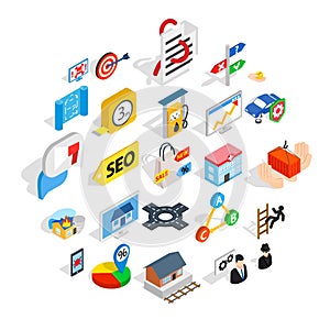 Development interface icons set, isometric style