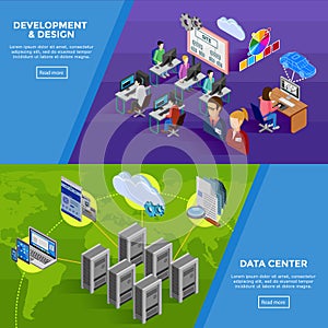 Development Isometric Horizontal Banners