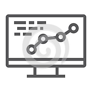 Development line icon, optimization and coding, computer sign, vector graphics, a linear pattern on a white background.