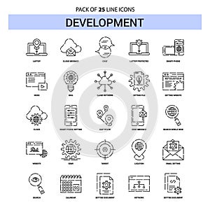 Development Line Icon Set - 25 Dashed Outline Style