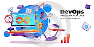 Development operations banner, DevOps concept