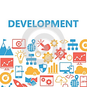 Development poster with icons set