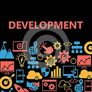 Development poster with icons set