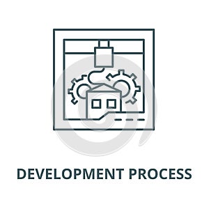 Development process line icon, vector. Development process outline sign, concept symbol, flat illustration