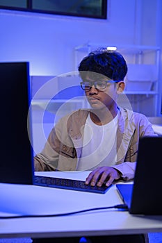 Development programmer working in website a software and coding technology