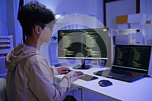 Development programmer working in website a software and coding technology