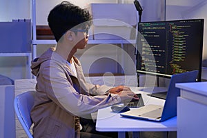 Development programmer working in website a software and coding technology