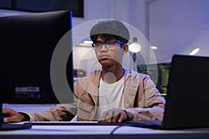 Development programmer working in website a software and coding technology