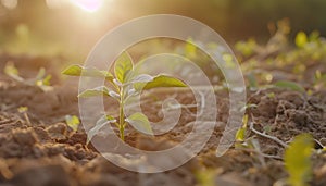 Development of seedling growth Planting seedlings young plant