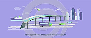 Development of Transport Infrastructure Icon Flat